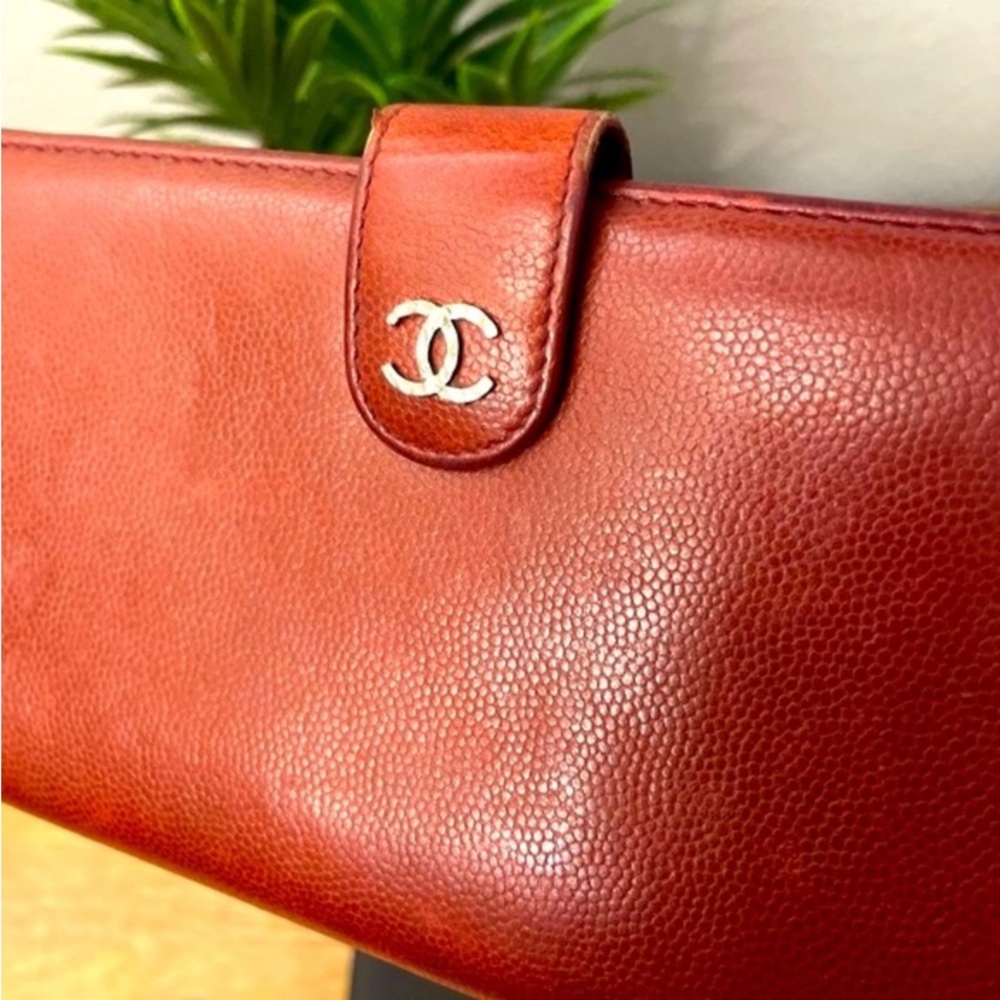 Beautiful 100% authentic Chanel large red wallet